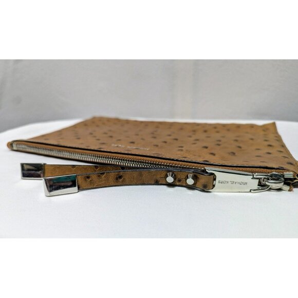 FINAL PRICE DROP Michael Kors Harlow Ostrich Emboss Leather Clutch Wristlet - Picture 7 of 12